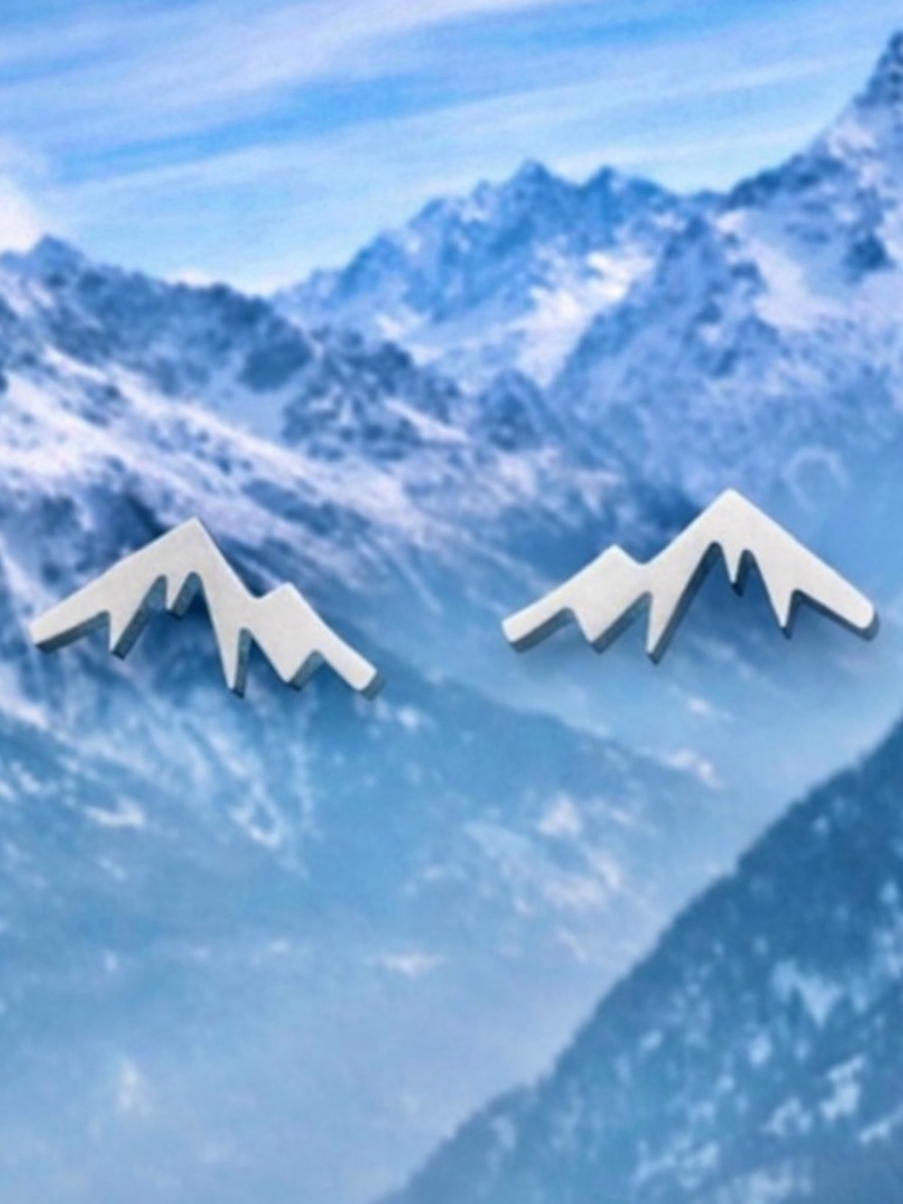 “Mountainscape” Mountains Icecap Peak Hike Climb Vegan Dainty Silver Steel Studs